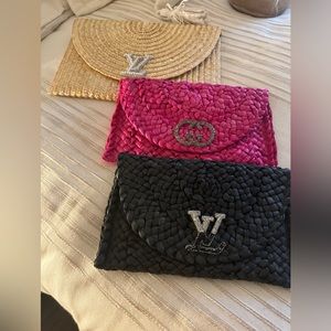 Pack of 3 brand new straw clutch bags